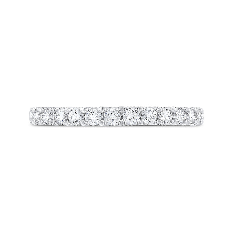 Shah Luxury Round Cut Diamond Half-Eternity Wedding Band In 14K White Gold