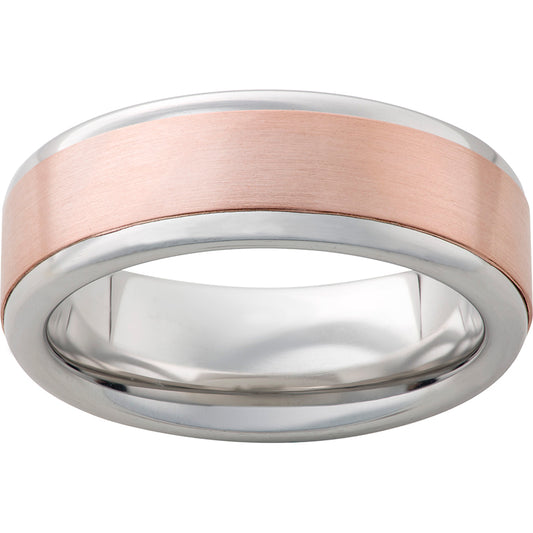 Serinium Pipe Cut Band with a 5mm 14K Rose Gold Inlay and Satin Finish