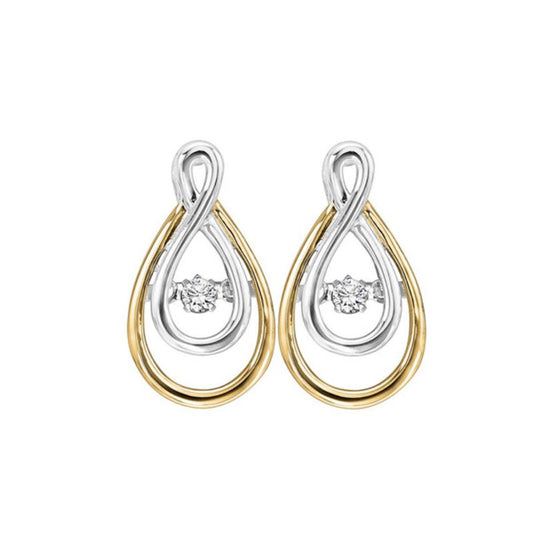Gems One 14KT White & Yellow Gold & Diamond Rhythm Of Love Fashion Earrings  - 1/8 ctw
