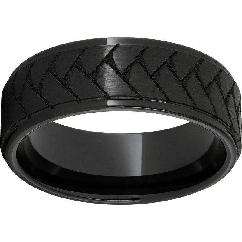 Black Diamond Ceramic Flat Grooved Edge Band with Satin Finish and Weave Laser Engraving