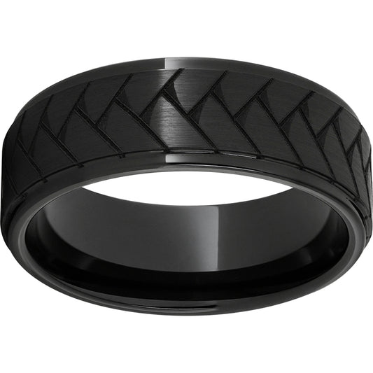 Black Diamond Ceramic Flat Grooved Edge Band with Satin Finish and Weave Laser Engraving