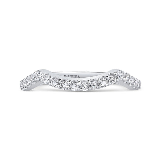 Shah Luxury 14K White Gold Round Diamond Wedding Band