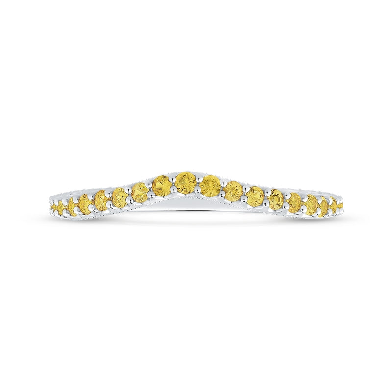 Shah Luxury 14K White Gold Yellow Diamond Half-Eternity Wedding Band