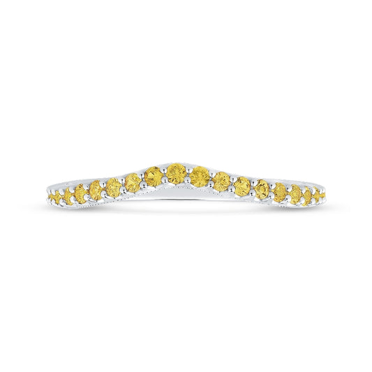 Shah Luxury 14K White Gold Yellow Diamond Half-Eternity Wedding Band