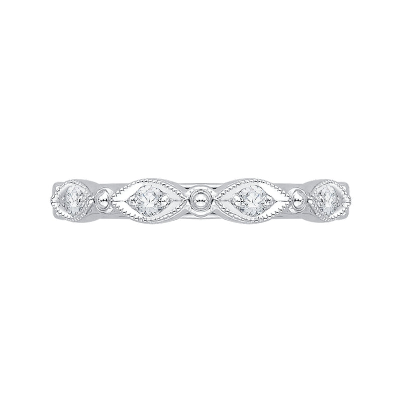 Shah Luxury 14K White Gold Round Half-Eternity Diamond Wedding Band