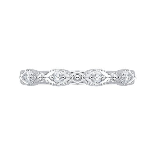 Shah Luxury 14K White Gold Round Half-Eternity Diamond Wedding Band
