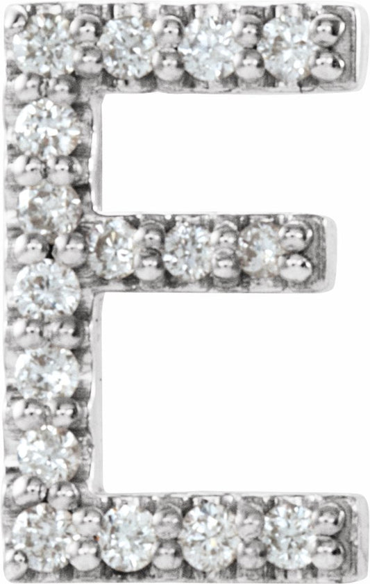 14K White .06 CTW Diamond Single Initial E Earring