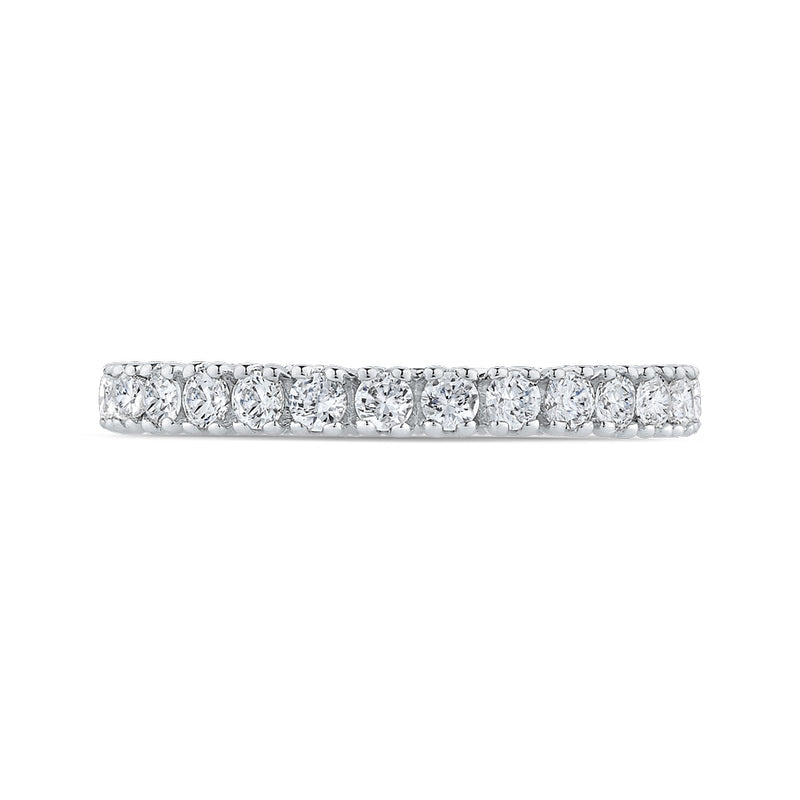 Shah Luxury Round Diamond Half-Eternity Wedding Band In 14K White Gold with Euro Shank