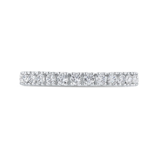 Shah Luxury Round Diamond Half-Eternity Wedding Band In 14K White Gold with Euro Shank