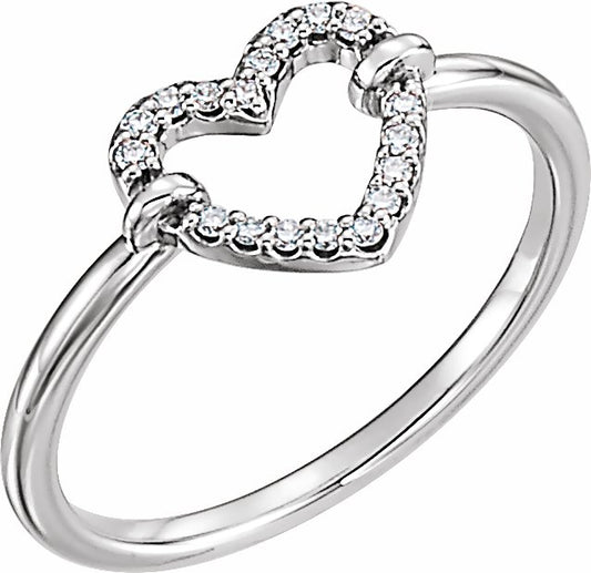 14K White .07 CTW Diamond Heart Ring