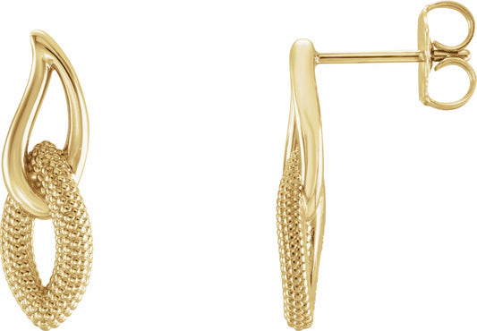 14K Yellow Beaded Drop Earrings