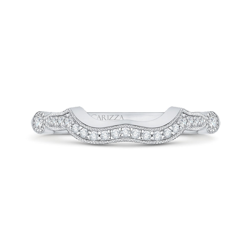 Shah Luxury 14K White Gold Round Diamond Wedding Band