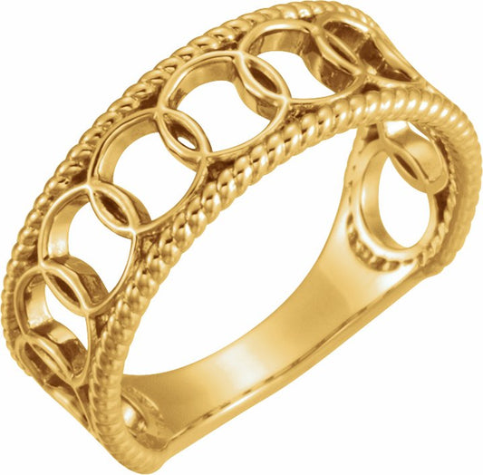 14K Yellow Geometric Rope Ring