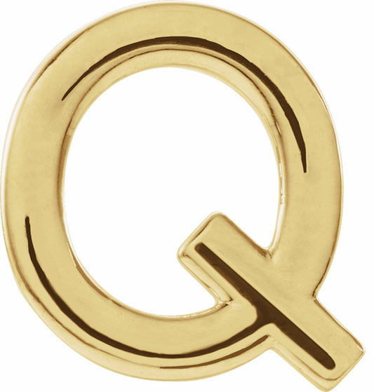 14K Yellow Single Initial Q Earring