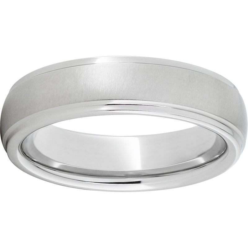 Serinium Domed Grooved Edge Band with Cross-Satin Finish
