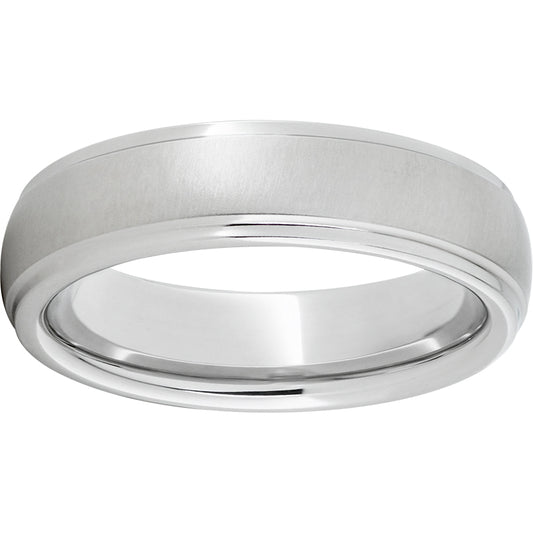 Serinium Domed Grooved Edge Band with Cross-Satin Finish