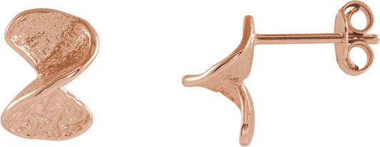 14K Rose Twisted Stud Earrings with Backs