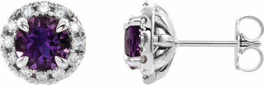 14K White Amethyst & 1/3 CTW Diamond Earrings