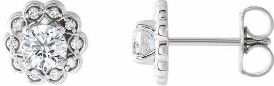 Platinum 5/8 CTW Diamond Halo-Style Earrings