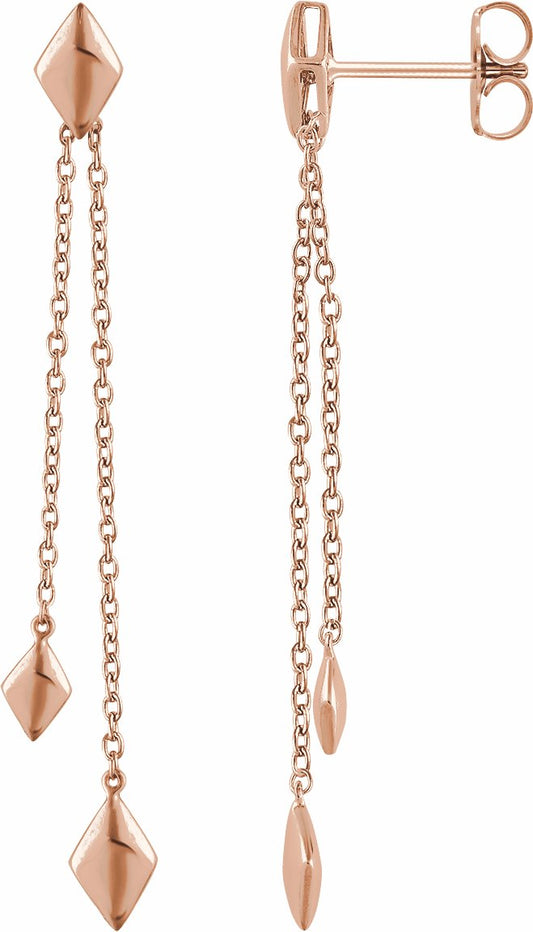 14K Rose Chain Earrings