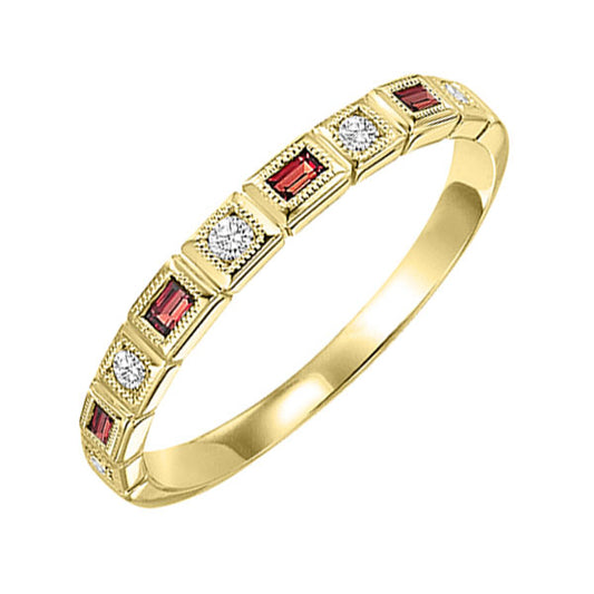 Gems One 10Kt Yellow Gold Diamond (1/12Ctw) & Garnet (1/8 Ctw) Ring
