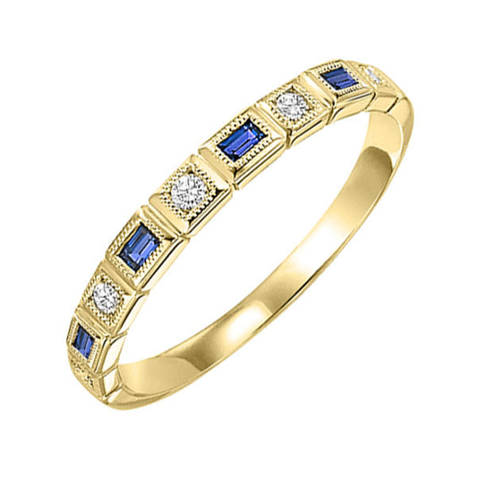 Gems One 10Kt Yellow Gold Diamond (1/20Ctw) & Sapphire (1/8 Ctw) Ring