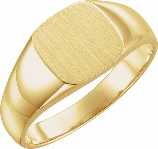 14K Yellow 10x10 mm Square Signet Ring