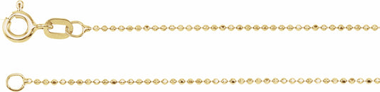 14K Yellow 1 mm Diamond-Cut Bead Chain 7 Bracelet