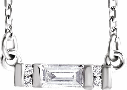 14K White 1/10 CTW Diamond Bar 16-18 Necklace