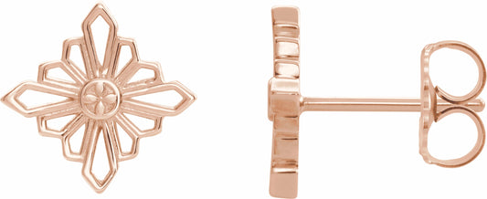 14K Rose Geometric Earrings with Backs