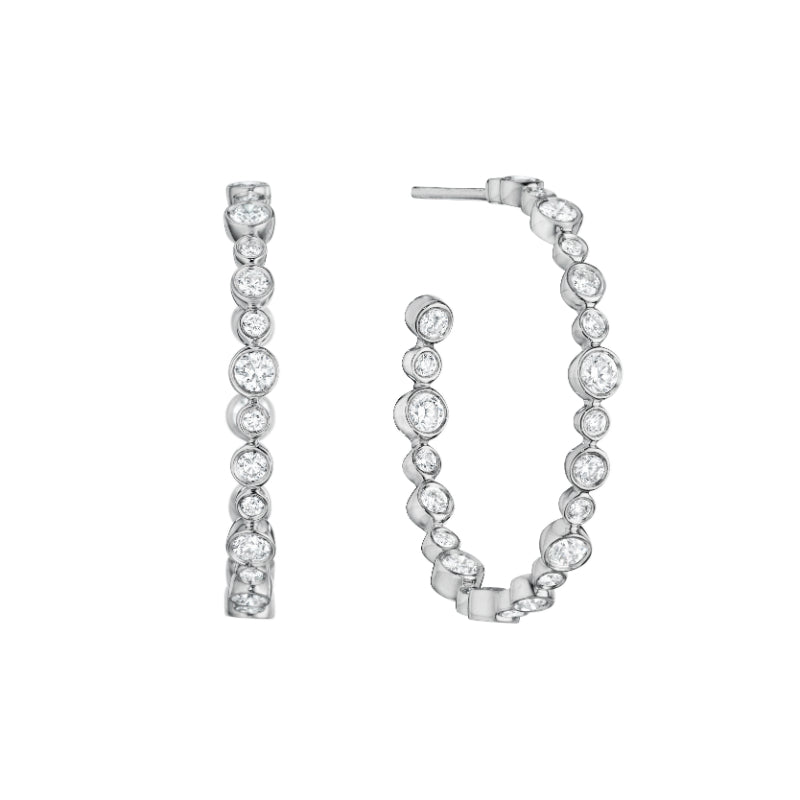 Henri Daussi White Platinum Diamond Hoop Earrings