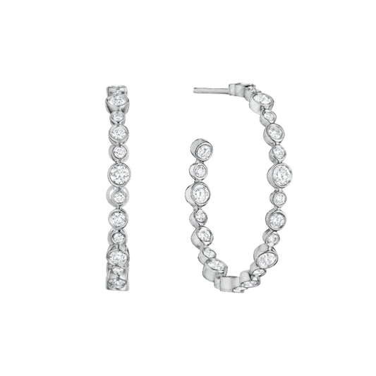 Henri Daussi White Platinum Diamond Hoop Earrings