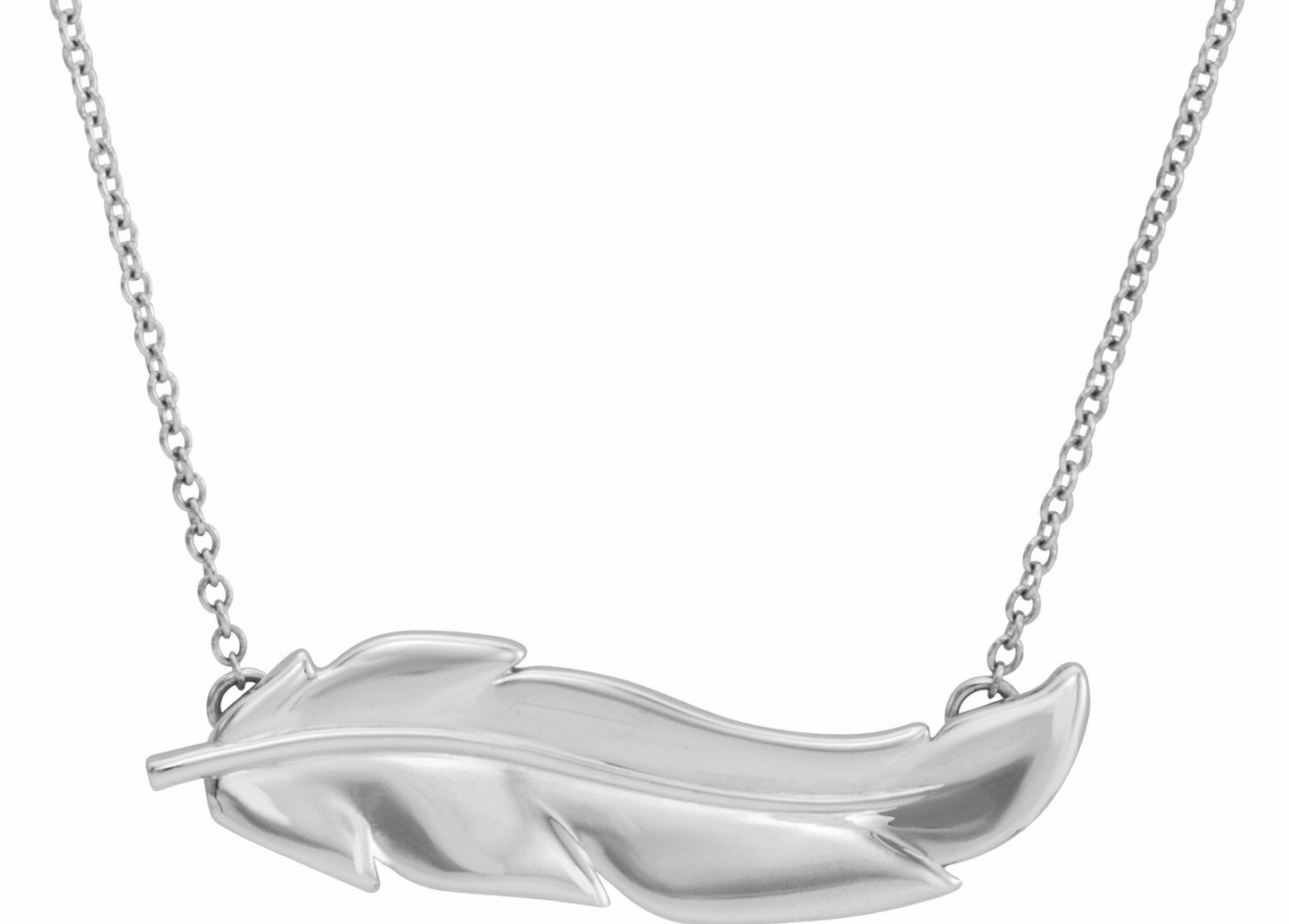 14K White Feather 16-18 Necklace
