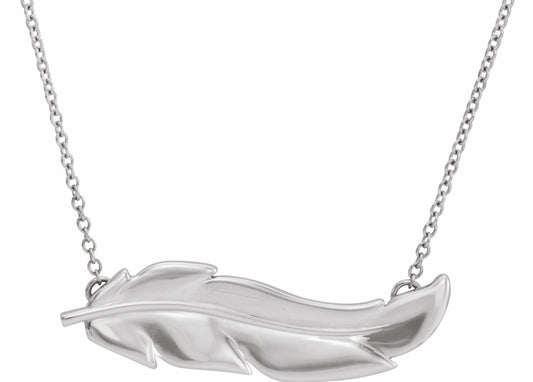 14K White Feather 16-18 Necklace