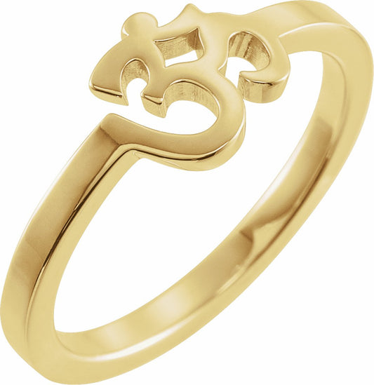 14K Yellow Petite Om Ring