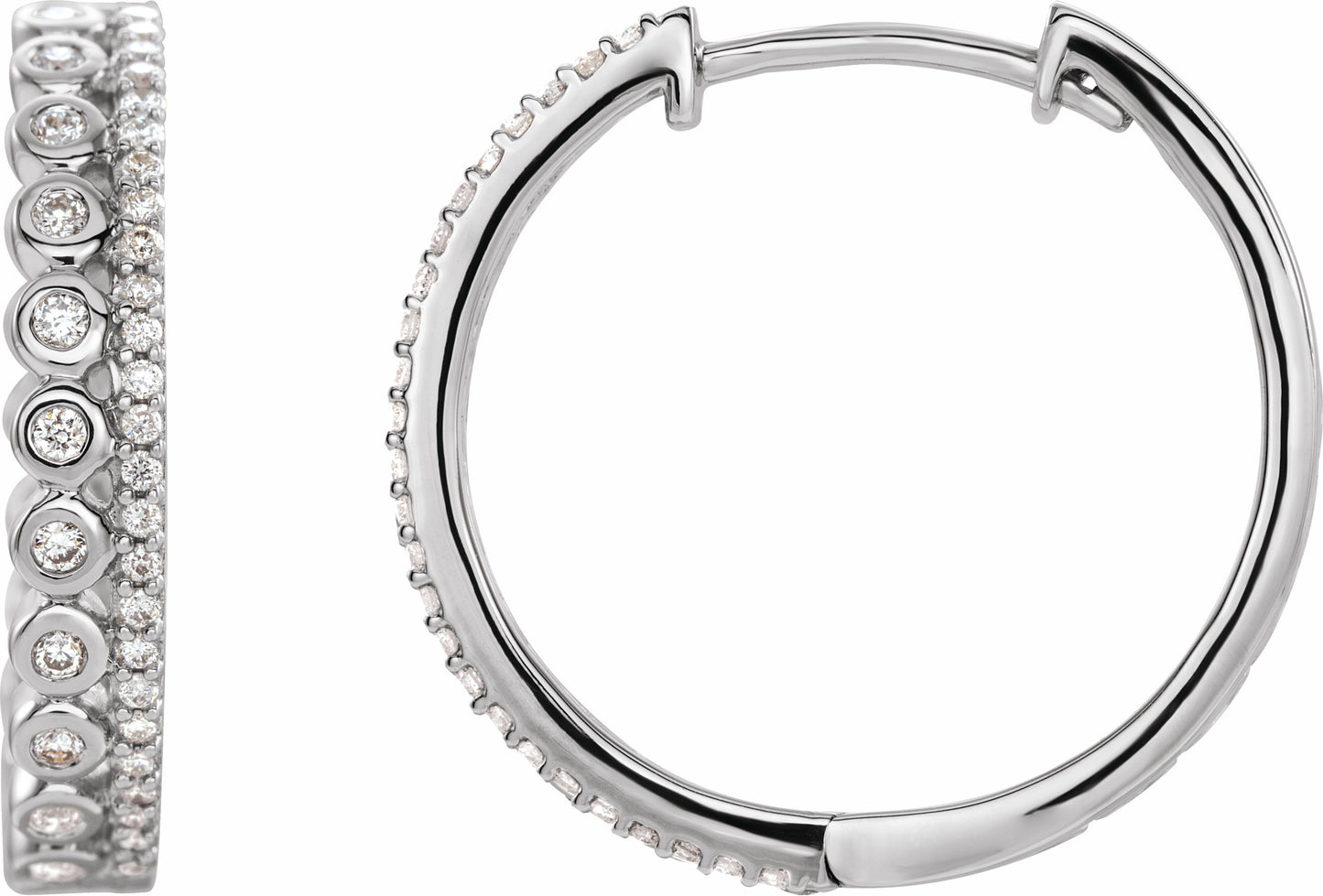 14K White 1/3 CTW Diamond Geometric Hoop Earrings