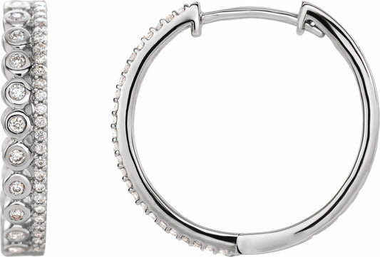 14K White 1/3 CTW Diamond Geometric Hoop Earrings