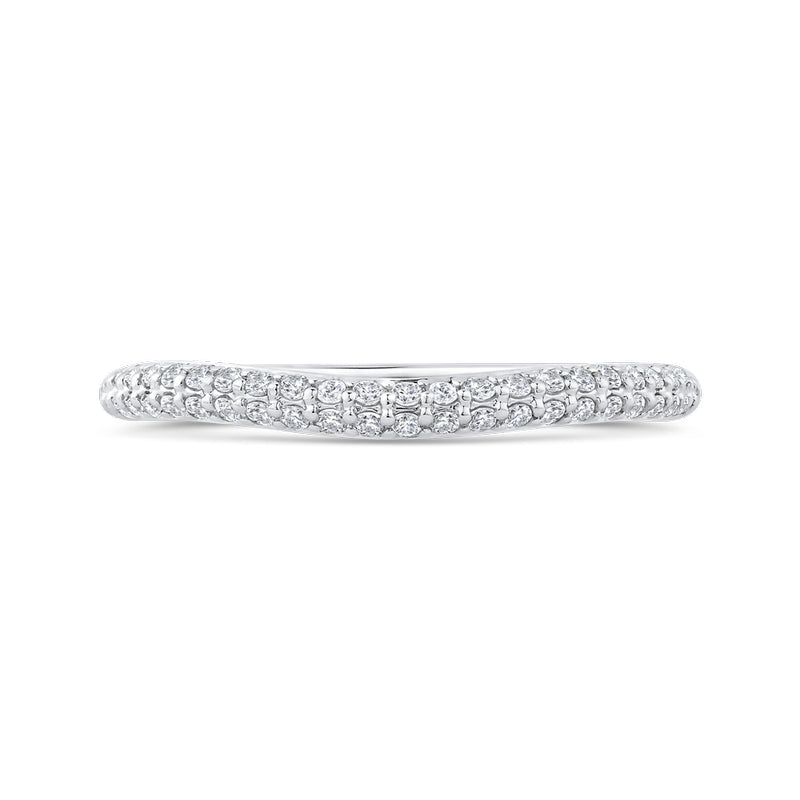 Shah Luxury 14K White Gold Double Row Round Diamond Wedding Band