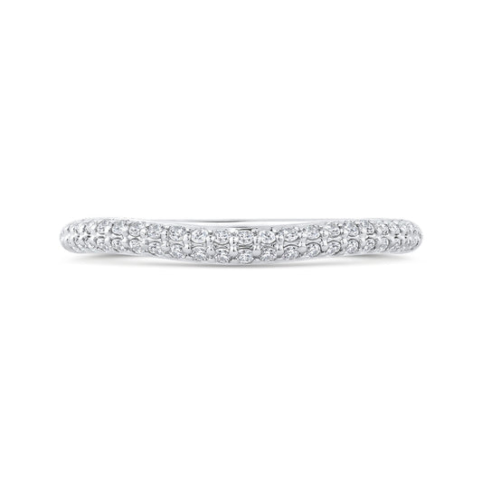 Shah Luxury 14K White Gold Double Row Round Diamond Wedding Band