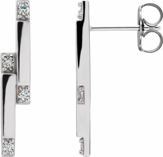 Platinum 1/10 CTW Diamond Bar Earrings