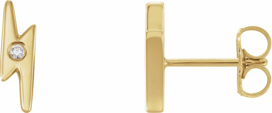 14K Yellow .03 CTW Diamond Lighting Bolt Earrings