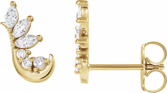 14K Yellow 1/4 CTW Diamond Earring Climbers