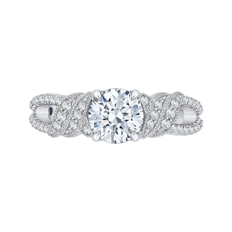 Shah Luxury Round Diamond Engagement Ring In 14K White Gold (Semi-Mount)