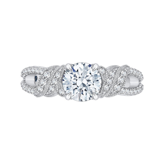 Shah Luxury Round Diamond Engagement Ring In 14K White Gold (Semi-Mount)