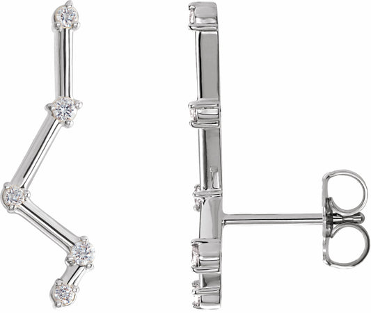 14K White 1/10 CTW Diamond Constellation Earring Climbers