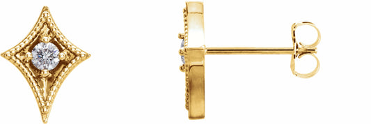 14K Yellow 1/8 CTW Diamond Geometric Earrings