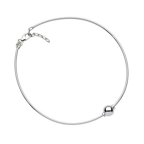 Sterling Silver Single Bead Anklet