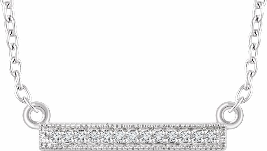 14K White .05 CTW Diamond Bar 16-18 Necklace