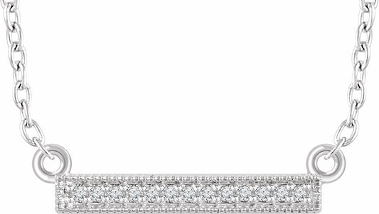 14K White .05 CTW Diamond Bar 16-18 Necklace