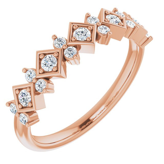 14K Rose 1/3 CTW Five-Stone Diamond Anniversary Band
